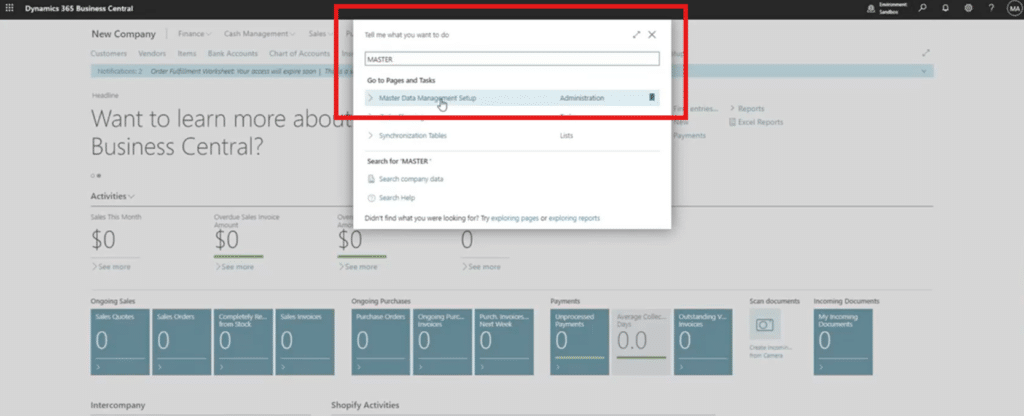 Master Data Management in D365 BC master data management setup