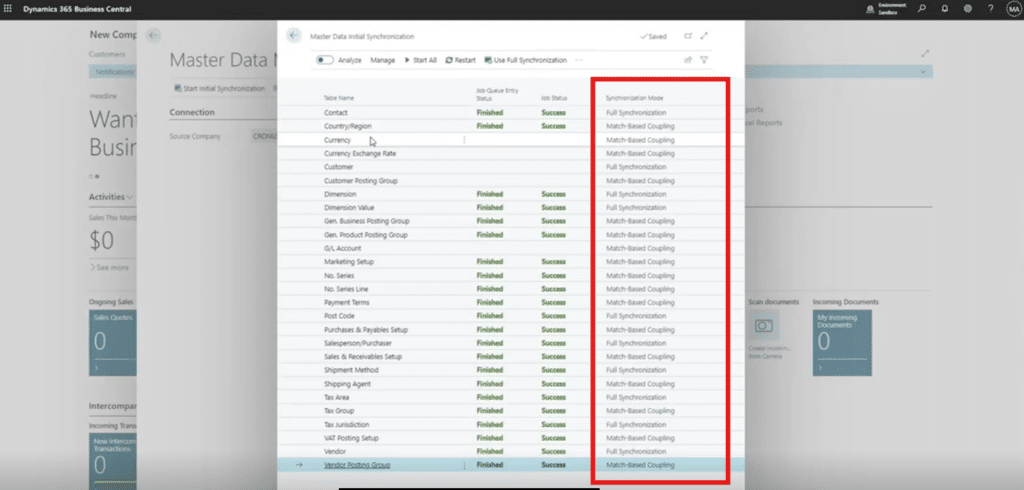 Master Data Management in D365 BC synchronization mode