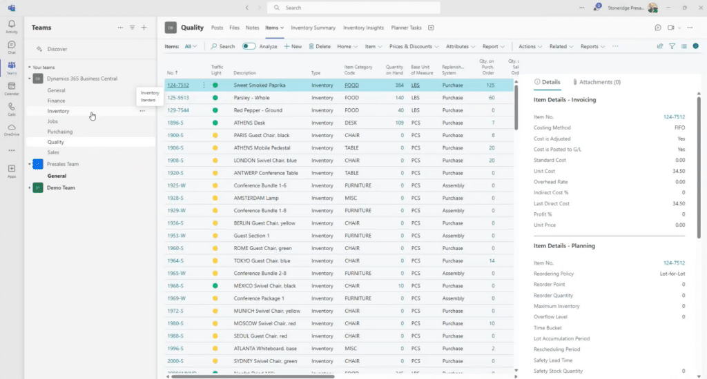 Business Central Data in Microsoft Teams