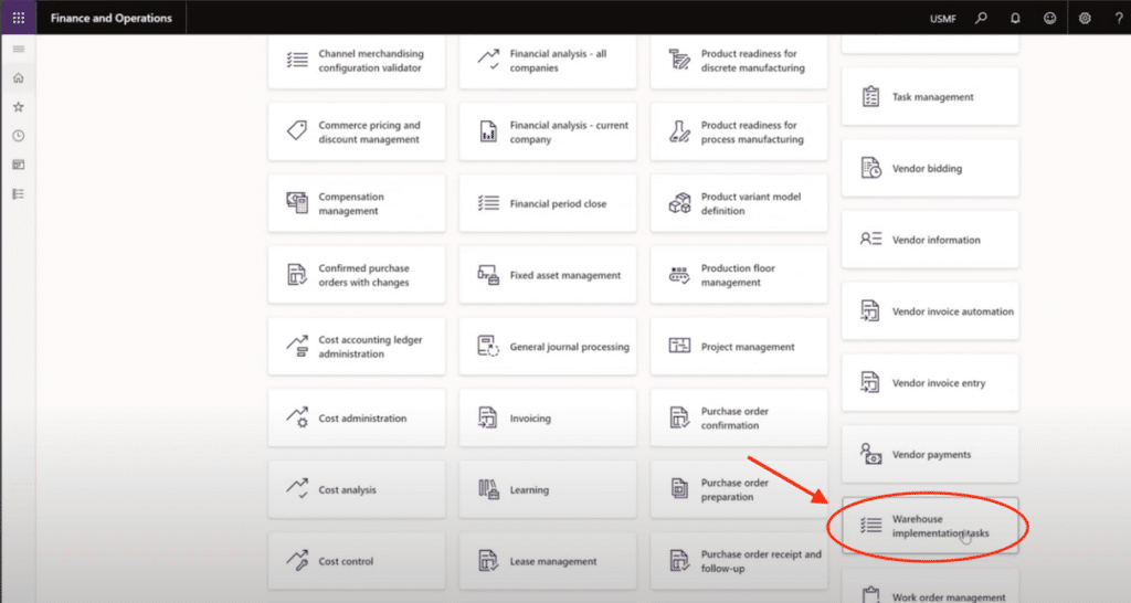 Warehouse Implementaiton Tasks