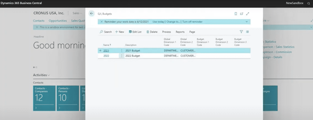 Navigate to General Ledger Budgets