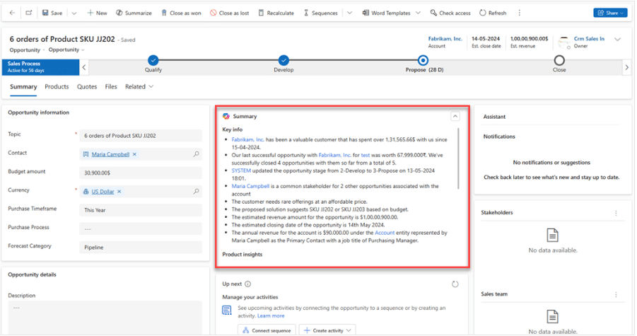 Copilot for Dynamics 365 Sales