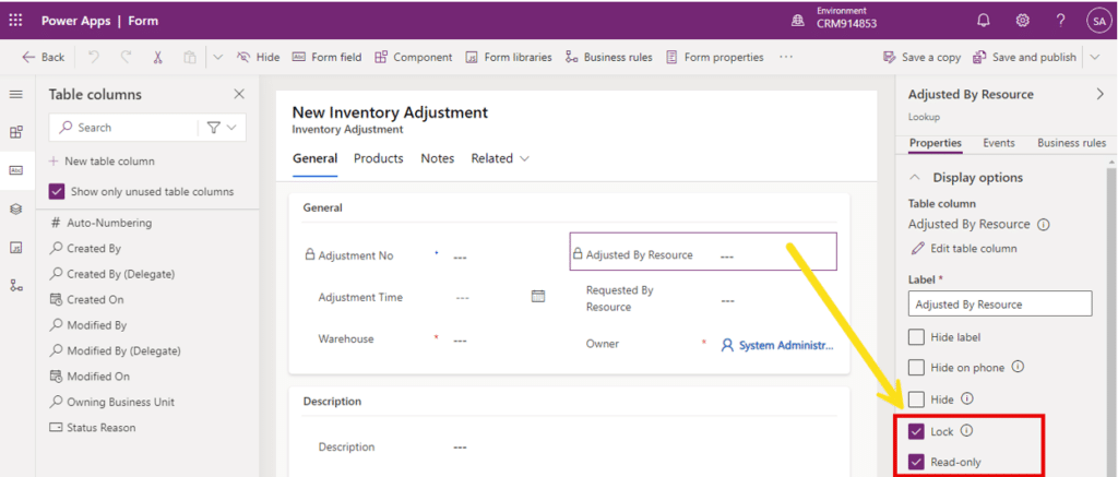 Lock and Read Only Lock fields in Dynamics 365 Field Service