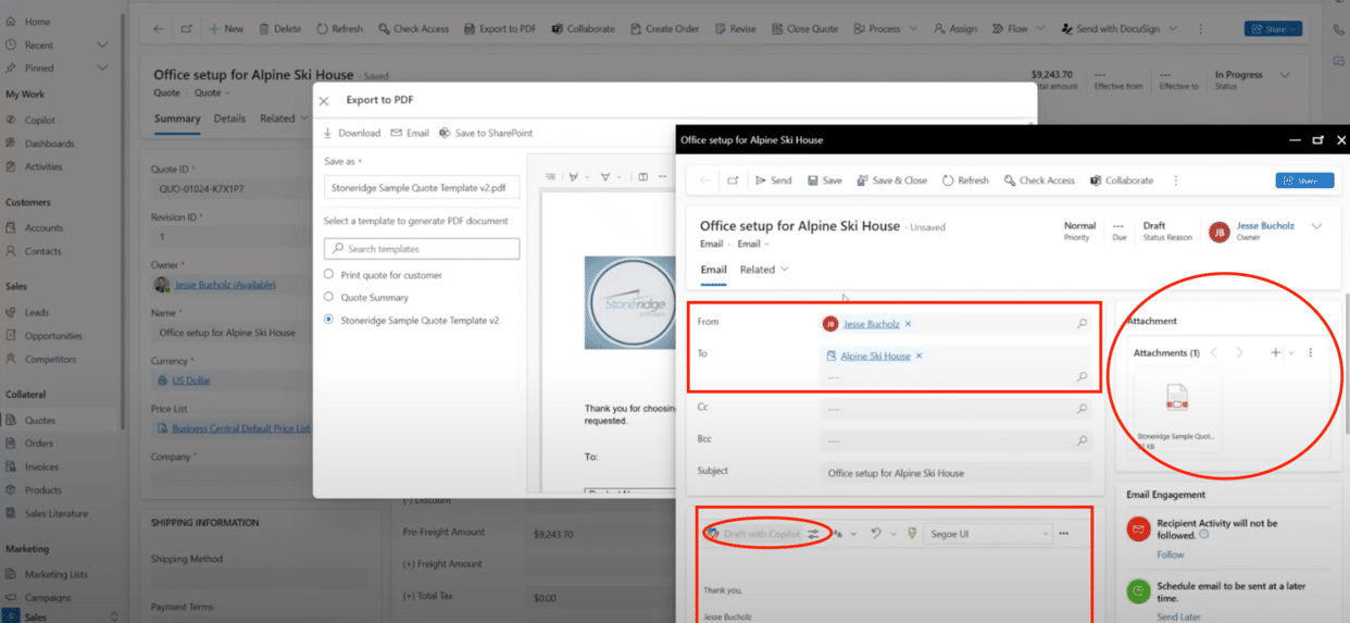 Send quote through email from Dynamics 365 Sales