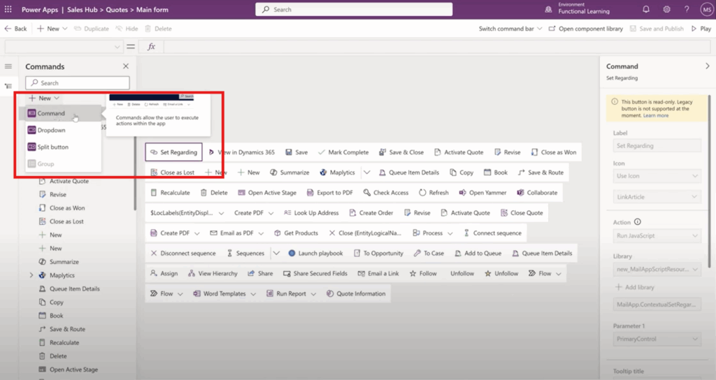 New buttons in Power Apps maker portal