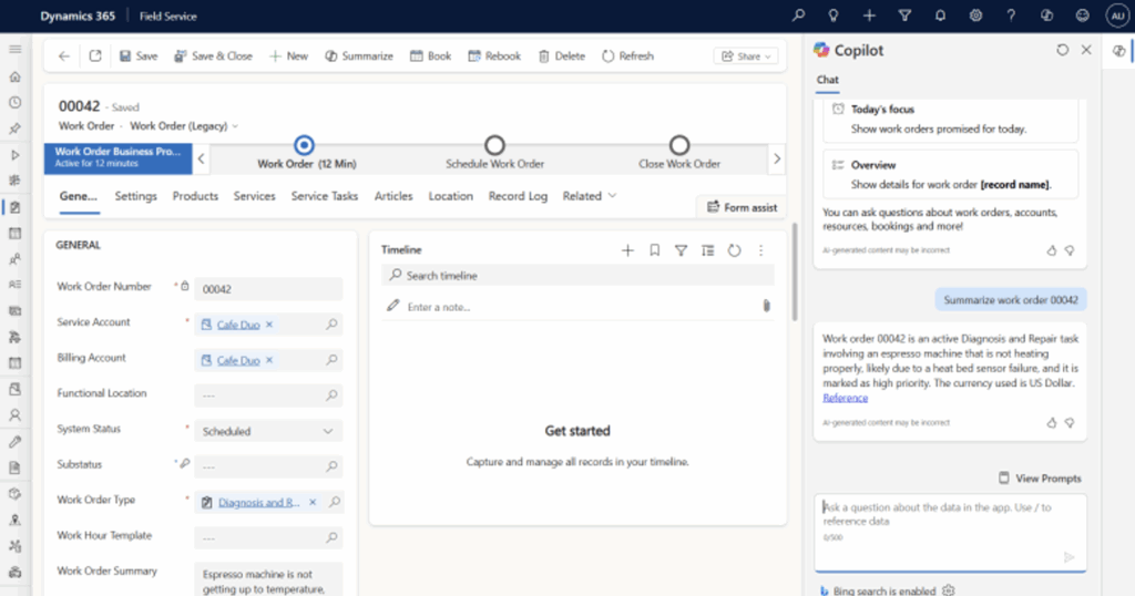 AI Copilot enhancements in Dynamics 365 field service
