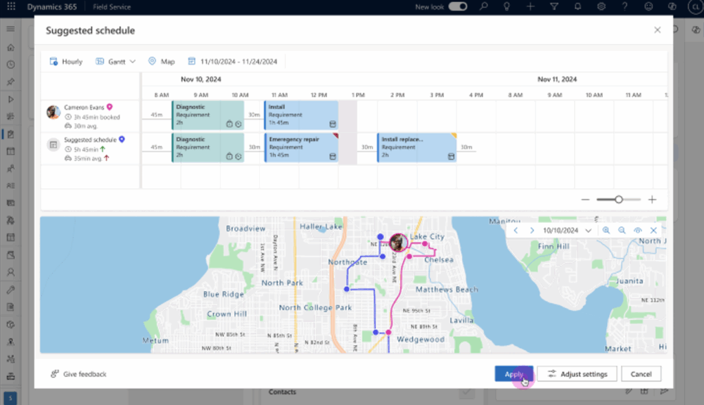 AI Suggested schedule