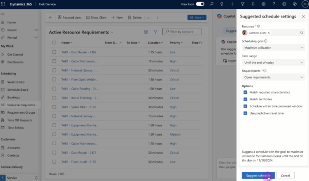 Schedule operations agent