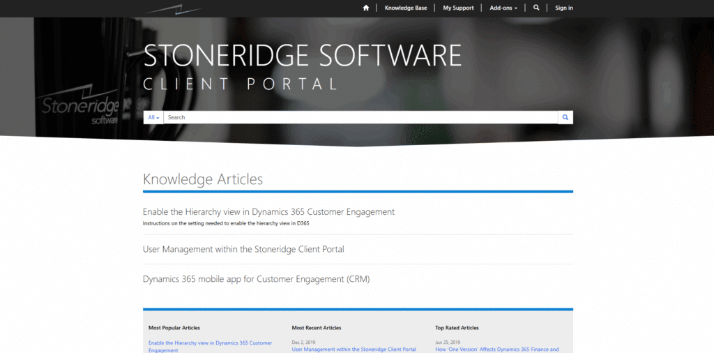 Stoneridge client support portal