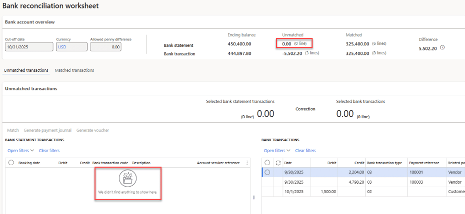 Advanced Reconciliation D365 Finance BankStatementWorksheet2