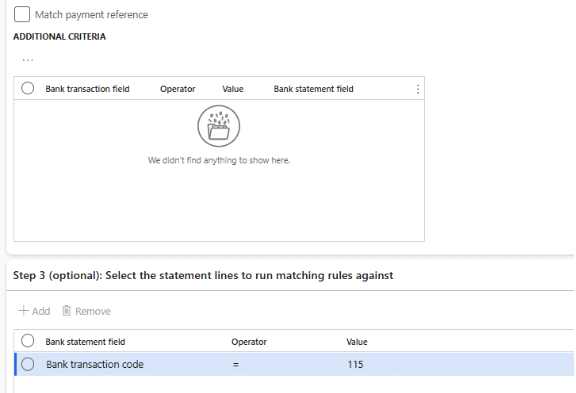 Advanced Reconciliation D365 Finance BankTransactionCode3