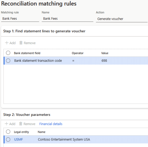 Advanced Reconciliation D365 Finance BankTransactionCode4