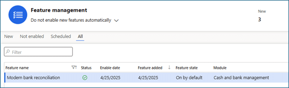 Advanced Reconciliation D365 Finance Feature Management