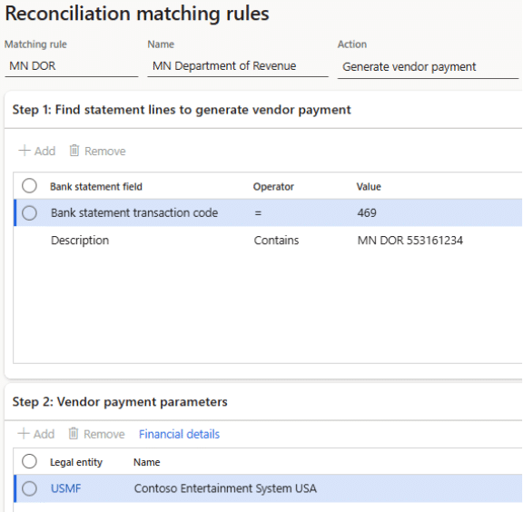 Advanced Reconciliation D365 Finance MatchingRules