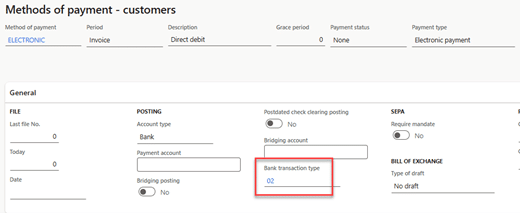 Advanced Reconciliation D365 Finance Method of Payment customers