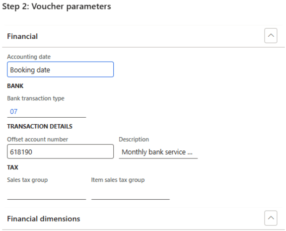Advanced Reconciliation D365 Finance VoucherPaymentParameters2