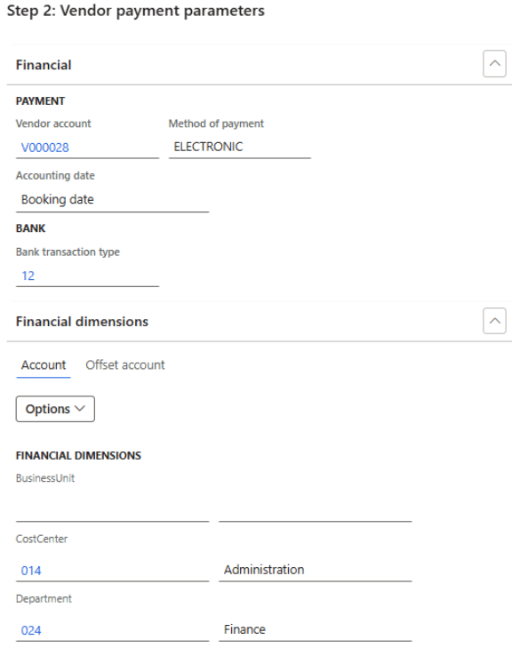 Advanced Reconciliation D365 Finance VoucherPaymentParameters3