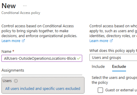 Conditional Access Name Policy