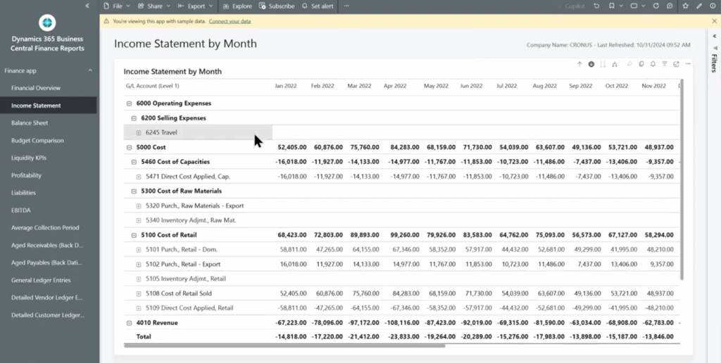 Drill through features