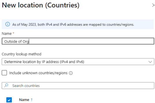 New Location Conditional Access