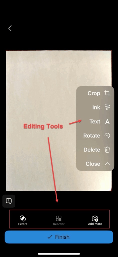 OneDrive ScanFeature Editing Tools