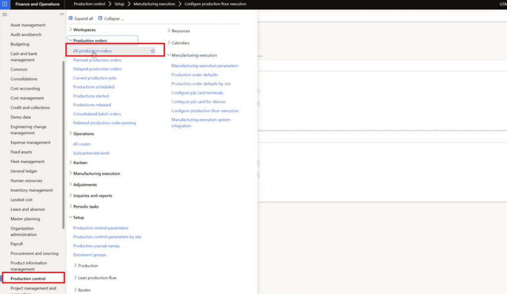 All production orders