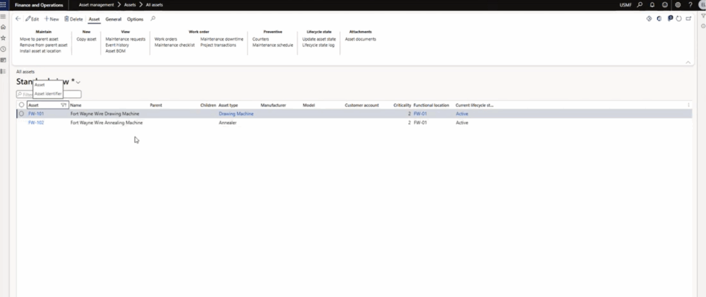 Assets in Dynamics 365 Supply Chain Management