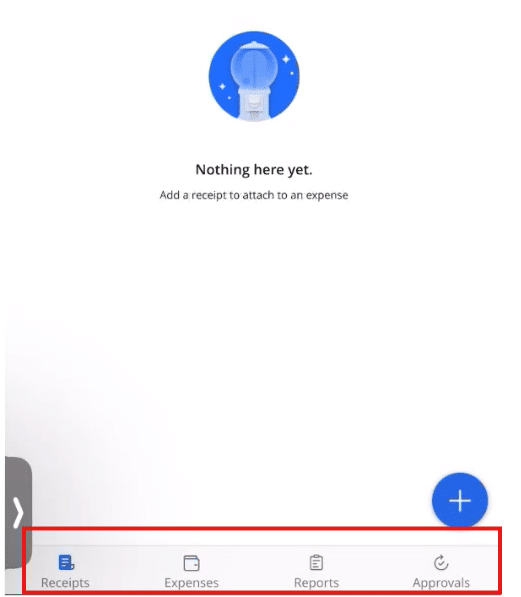 Expense Management mobile - main screen