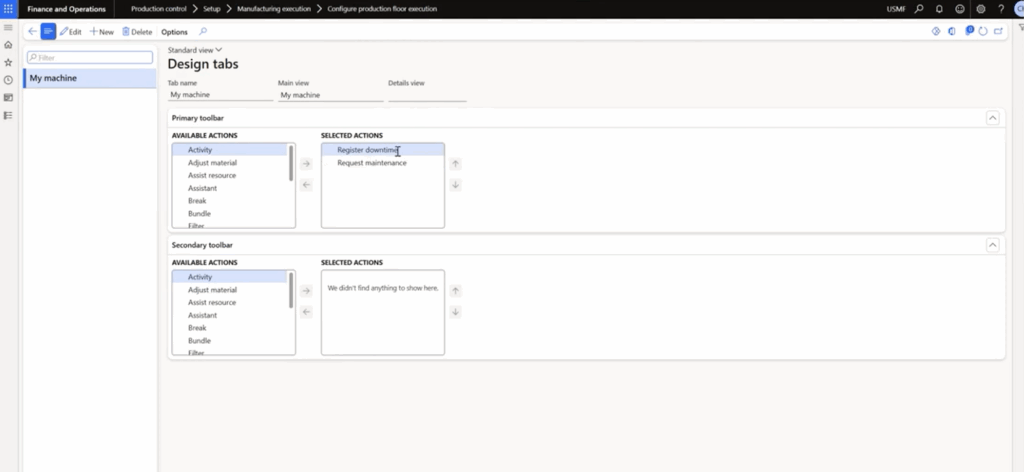 Production floor execution configuration