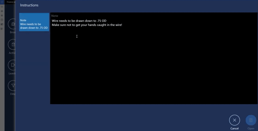 Production order instructions