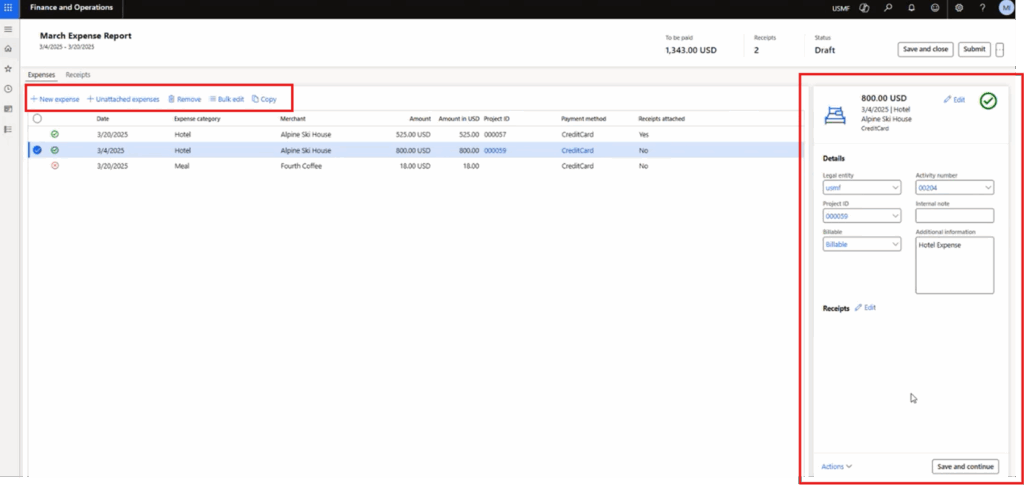 Review and edit expense report