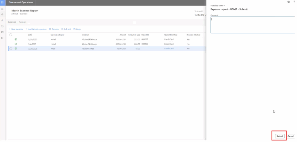 Submit expense report