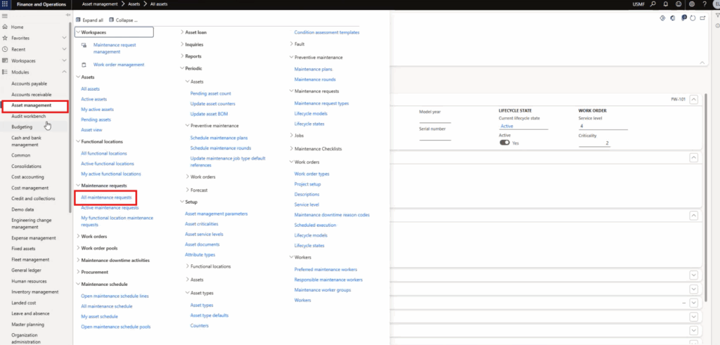 all maintenance requests