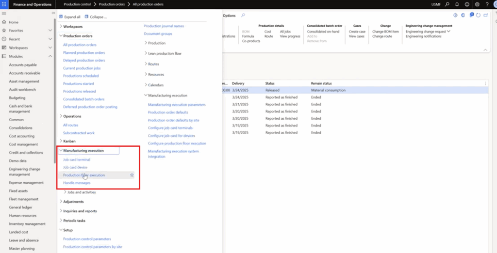 production floor execution within manufacturing execution