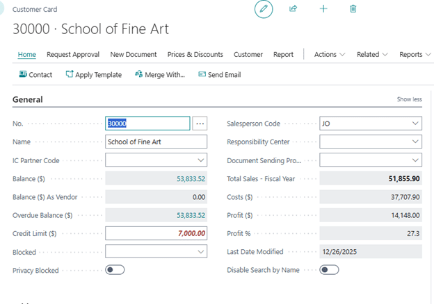 BC Customer Service Credit Limit