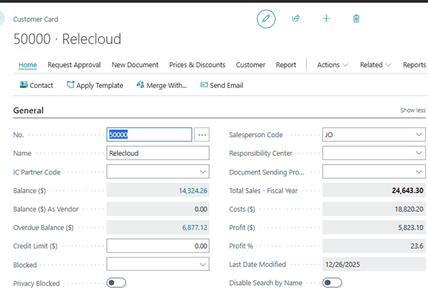 BC Customer Service Customer Balance