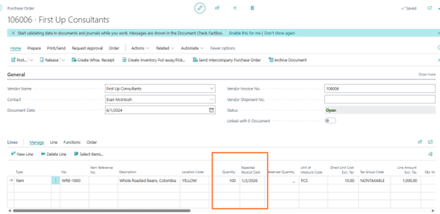 BC Customer Service Purchase order results 1
