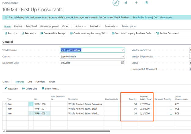 BC Customer Service Purchase order results 2