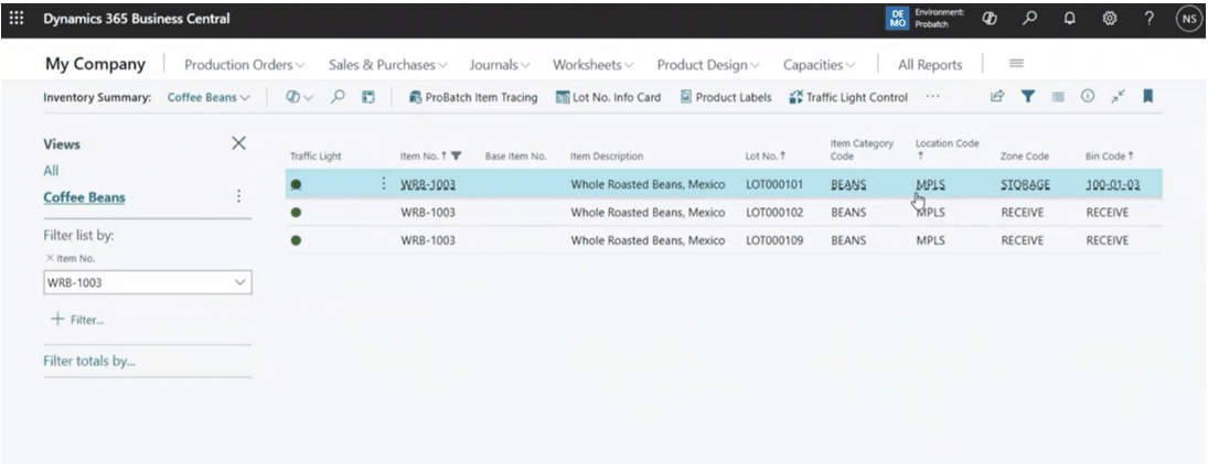 Where to review inventory by Lot