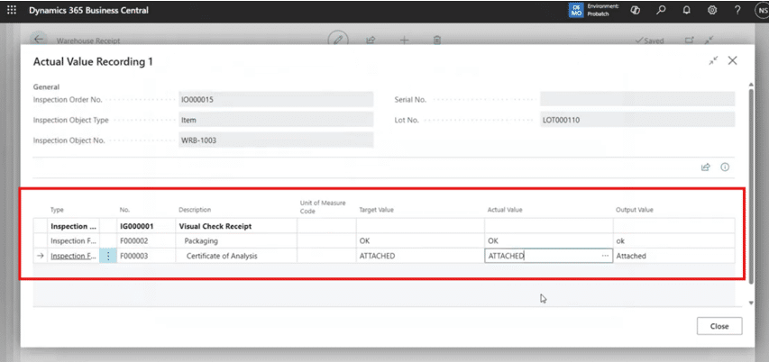 Visual check receipt