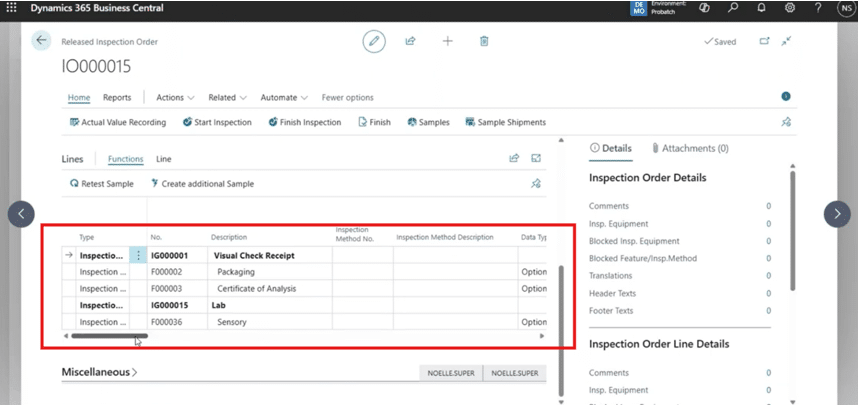 Inspection methods in YAVEON 365