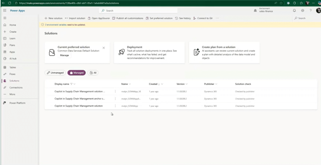 How to set up Managed Solutions