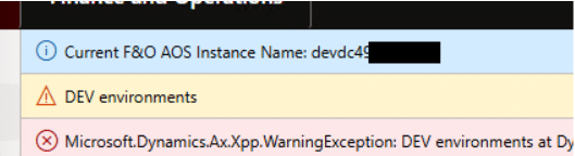 Warning you will receive in Dynamics F&O after implementing the code