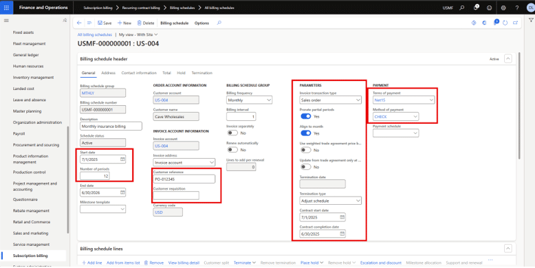 How to configure recurring billing in D365 F&O