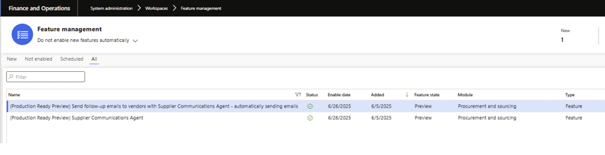 Interface of Supplier Communications Agent in Dynamics 365 F&O