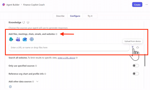 Where to start configuring knowledge and skills settings for AI Agent