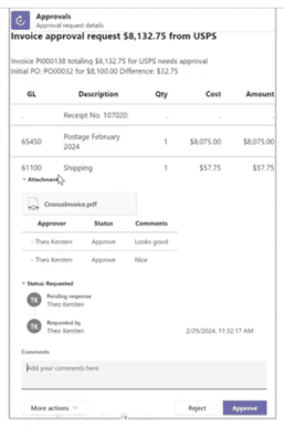 View of "Approved" Sales Payable Agent invoice email