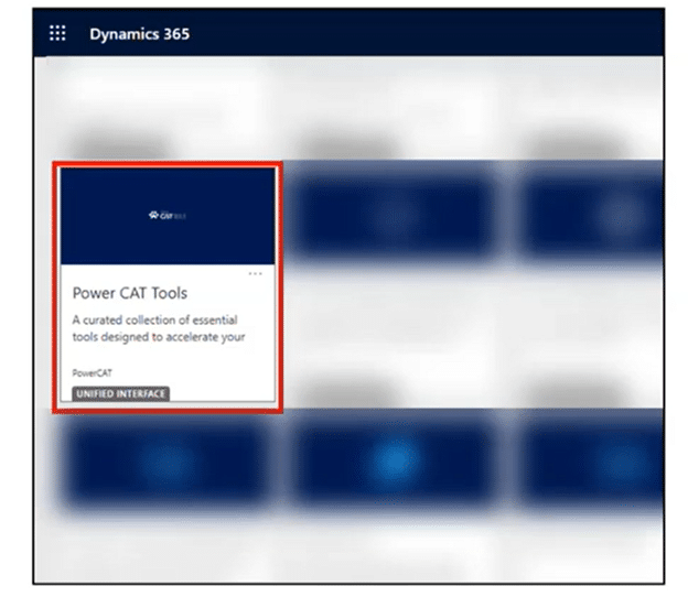 Screenshot of Dynamics 365 home page with "Power CAT Tools" installed