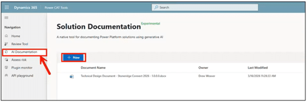 How to navigate to Solution Documenter tool in Power CAT suite
